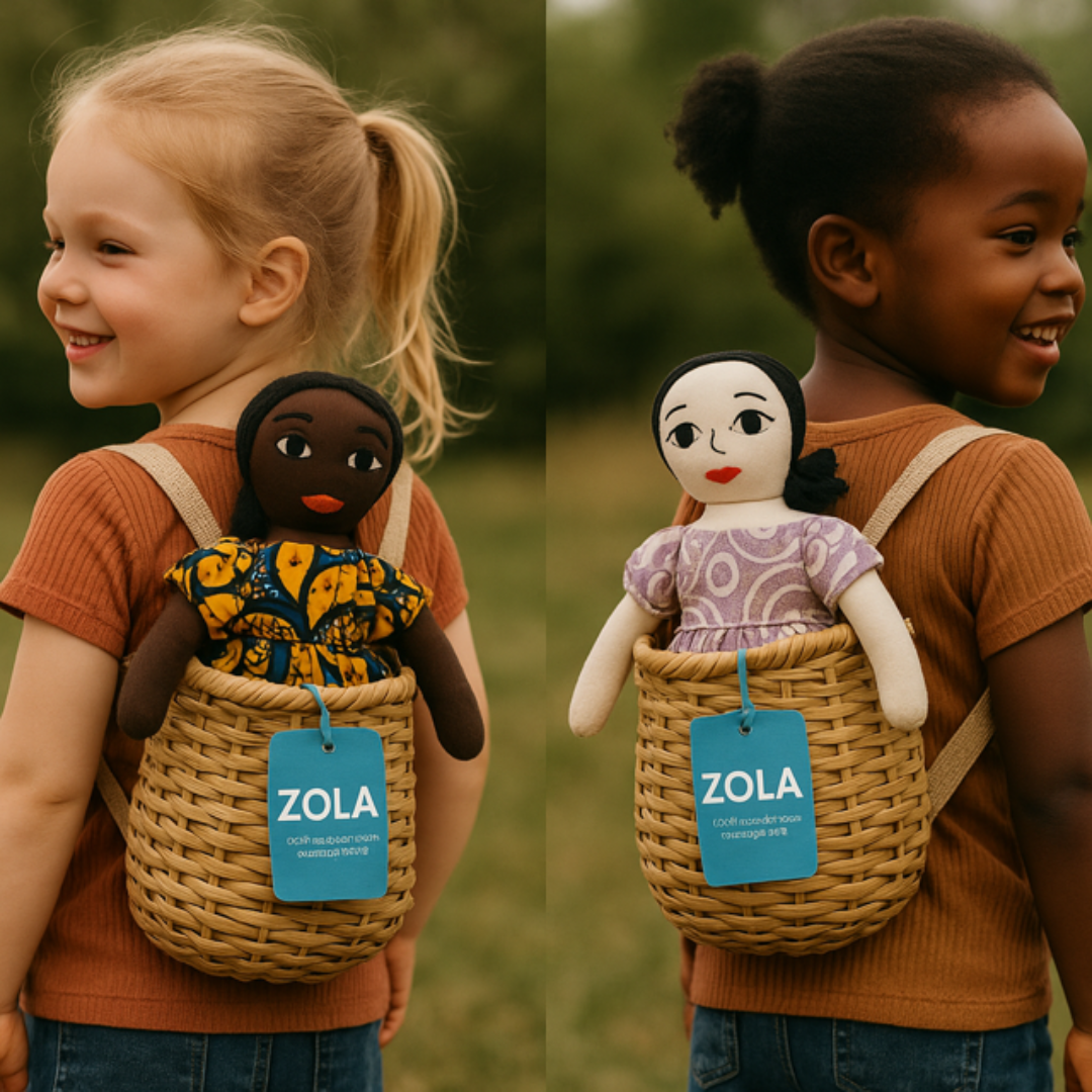 ZOLA inclusiepop | dubbelzijdig handgemaakt speelmaatje dat kinderen diversiteit en zelfvertrouwen geeft