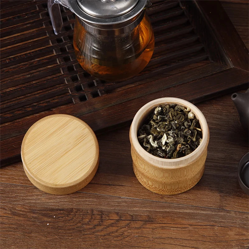 Natural Bamboo Food Storage Containers - Eco-Friendly Canisters for Tea, Spices & Nuts