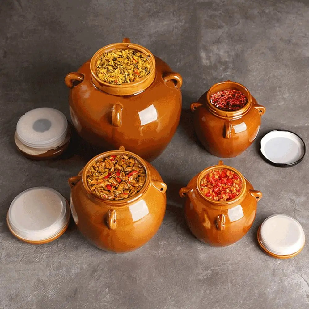 Ceramic Fermentation Jar - Pickling Pot with Lid