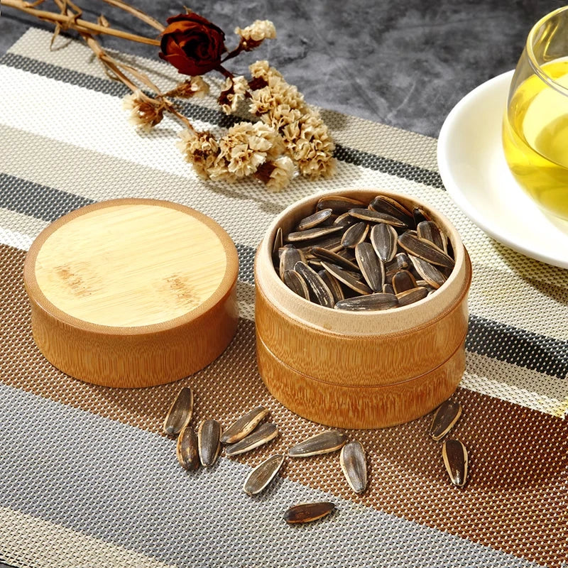 Natural Bamboo Food Storage Containers - Eco-Friendly Canisters for Tea, Spices & Nuts