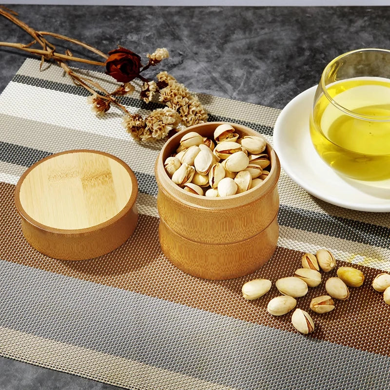 Natural Bamboo Food Storage Containers - Eco-Friendly Canisters for Tea, Spices & Nuts