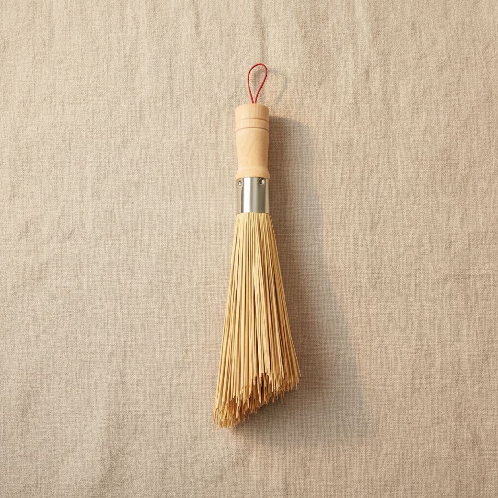 Bamboo brush on linen background