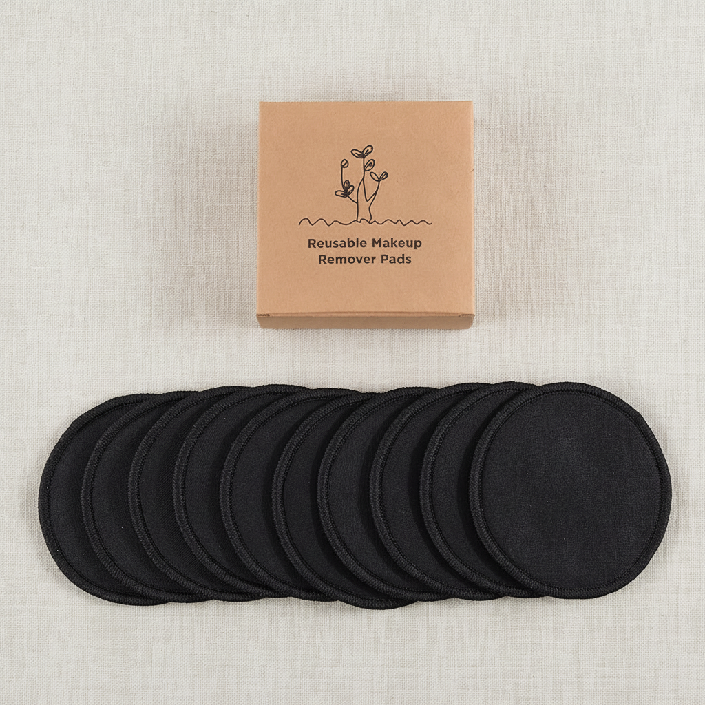 Black Makeup Remover Pads Flat Lay