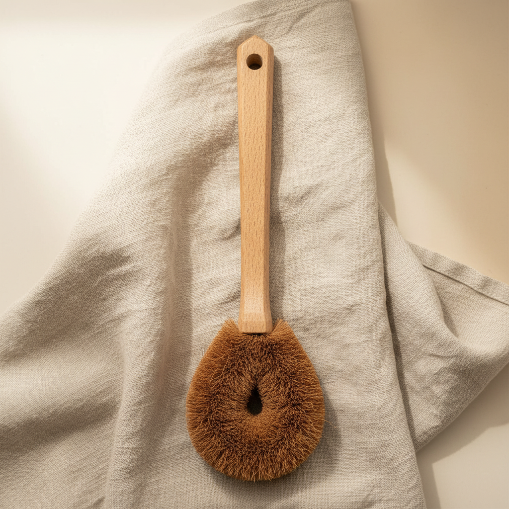 Coconut fiber brush from above