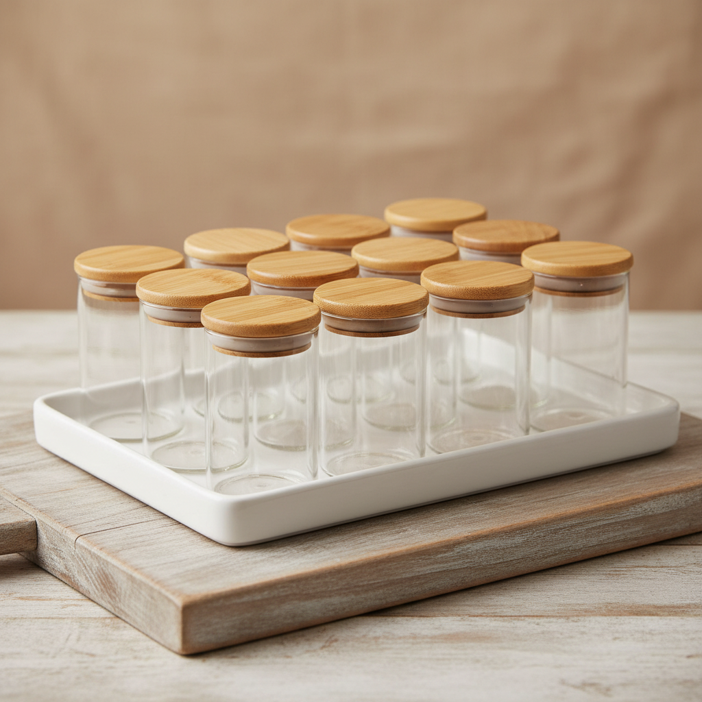 Empty Glass Jars in White Tray