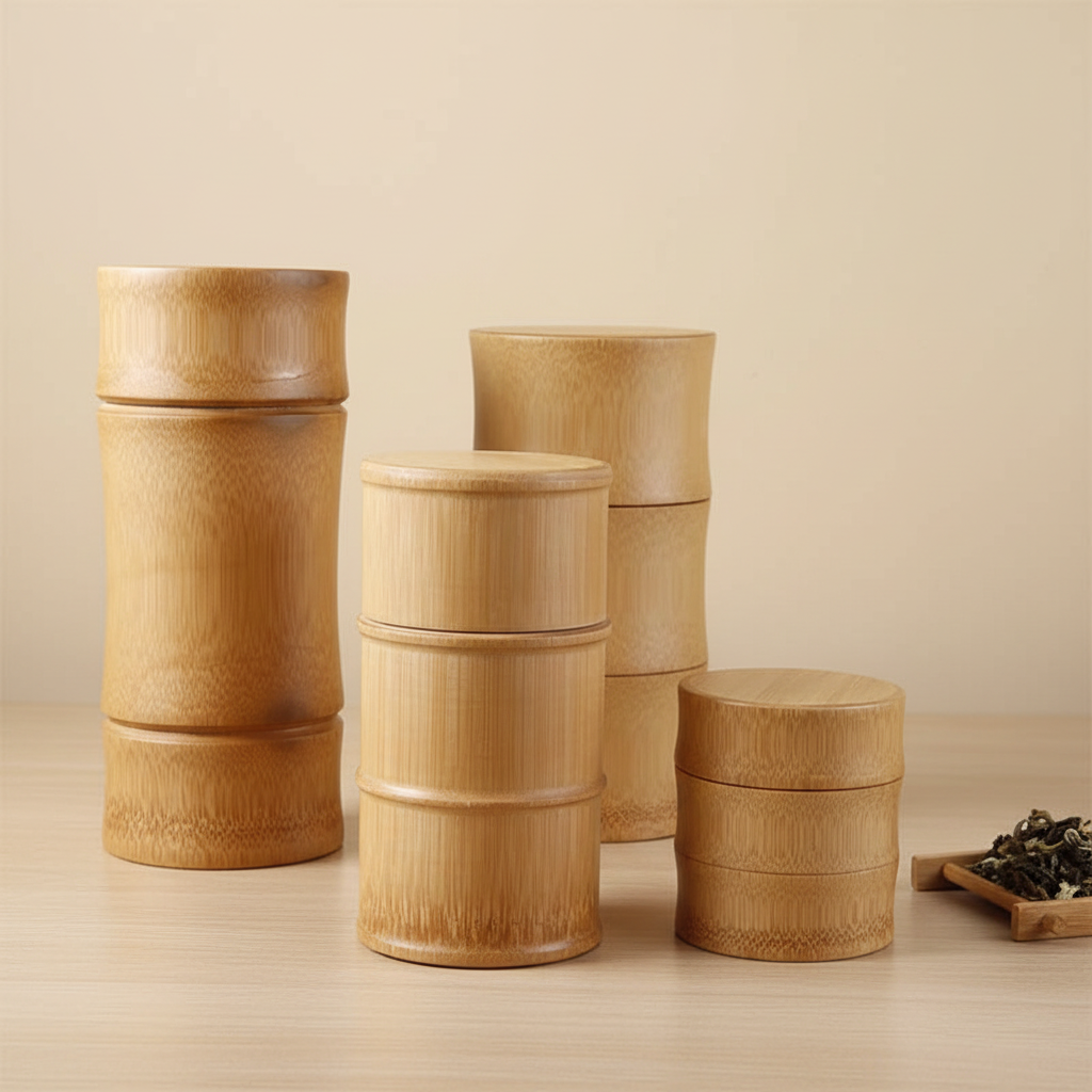 Four Bamboo Containers Group Shot