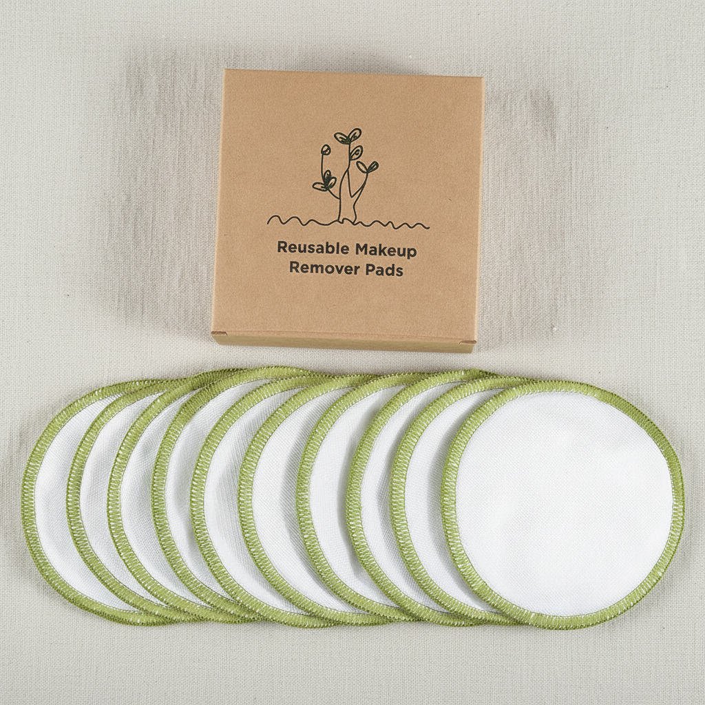 Green Makeup Remover Pads Flat Lay