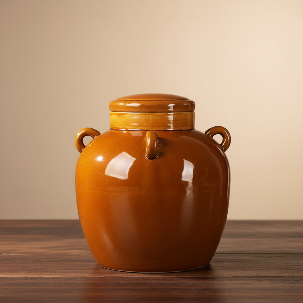 Single jar on dark wood