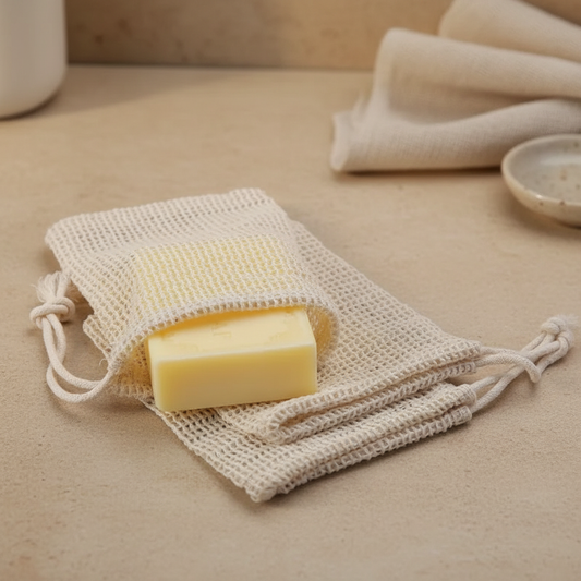 Soap Saver Bag with Yellow Soap