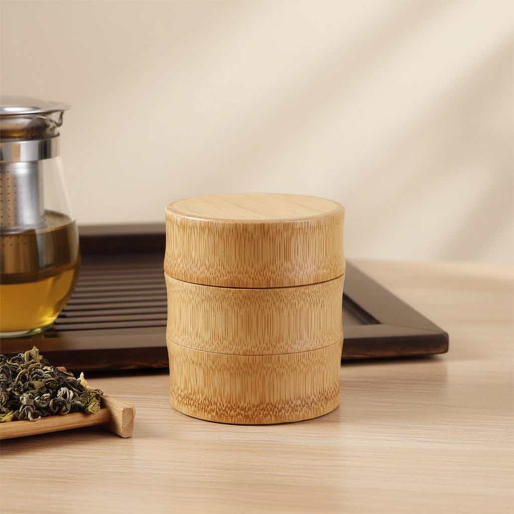Tall Bamboo Container with Tea