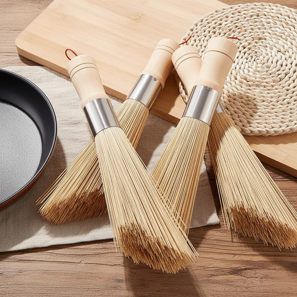 Three bamboo brushes styled