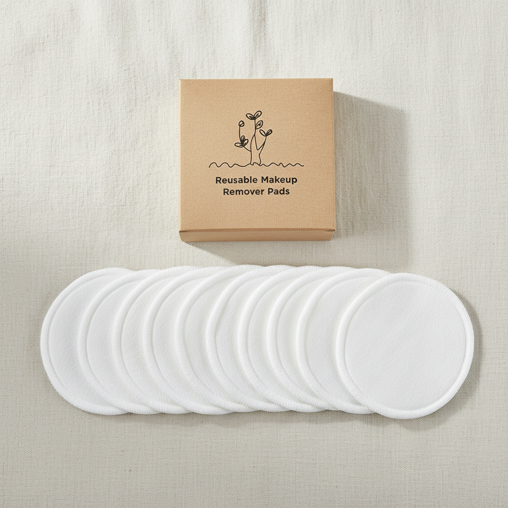 White Makeup Remover Pads Flat Lay